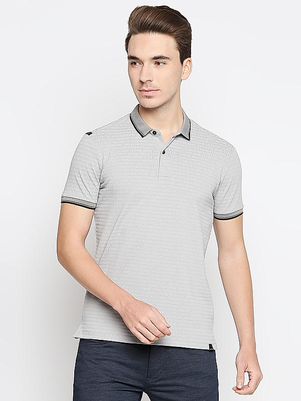 Killer Grey Polo Neck Printed T-Shirts