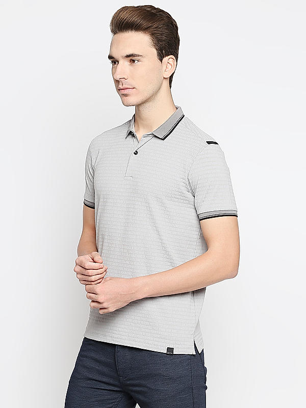 Killer Grey Polo Neck Printed T-Shirts