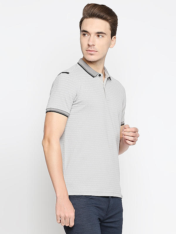 Killer Grey Polo Neck Printed T-Shirts