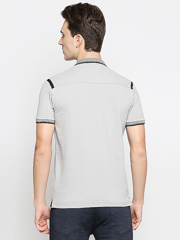 Killer Grey Polo Neck Printed T-Shirts