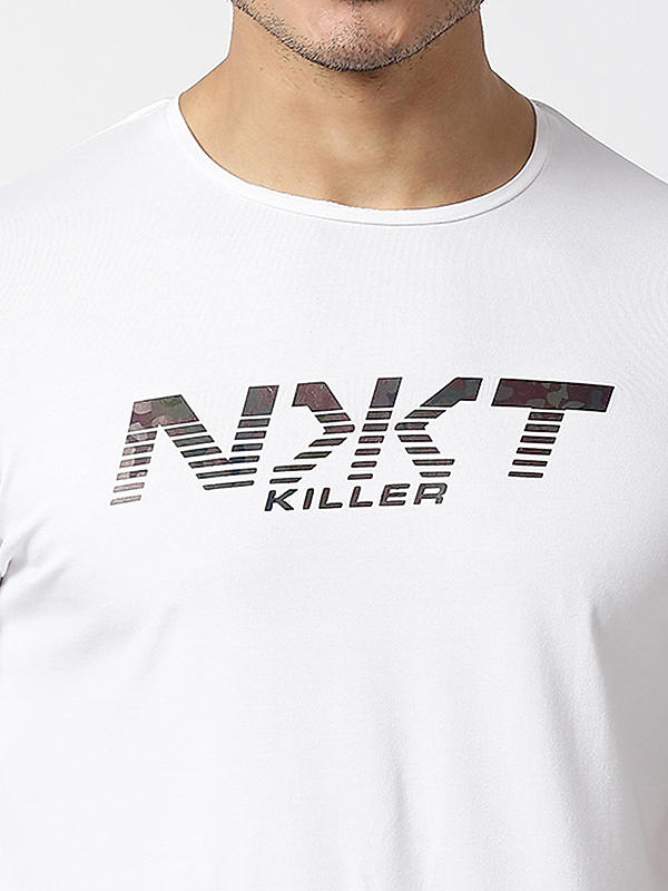 Killer White Round Neck Printed T-Shirts