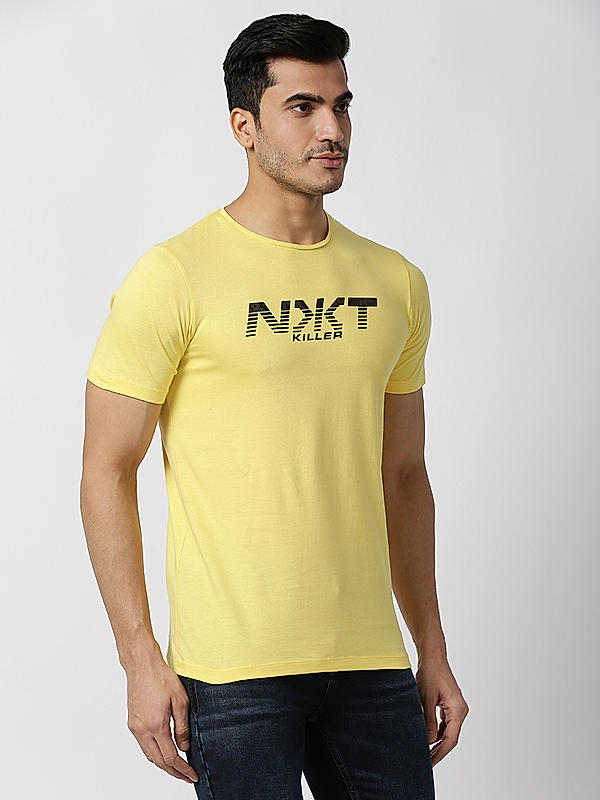 Killer Yellow Round Neck Printed T-Shirts
