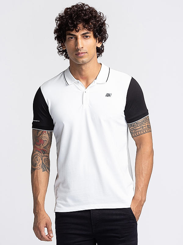 Killer Grey Polo Neck Solid T-Shirts