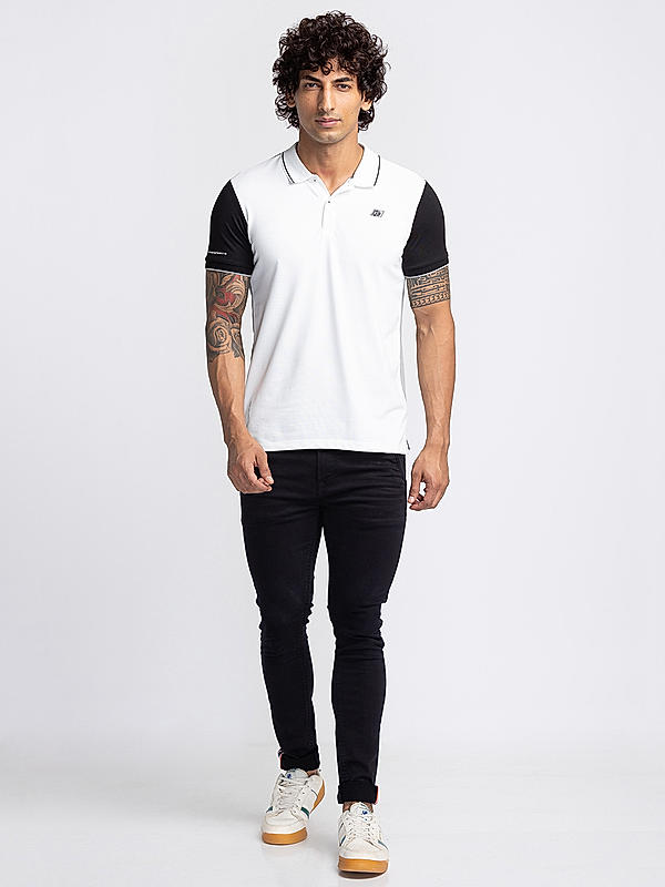 Killer Grey Polo Neck Solid T-Shirts