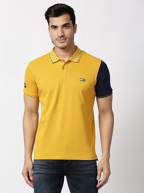 Killer Yellow Polo Neck Solid T-Shirts