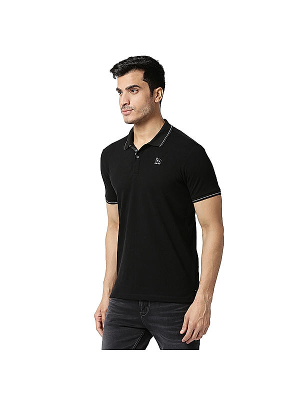 Killer Black Polo Neck Solid T-Shirts