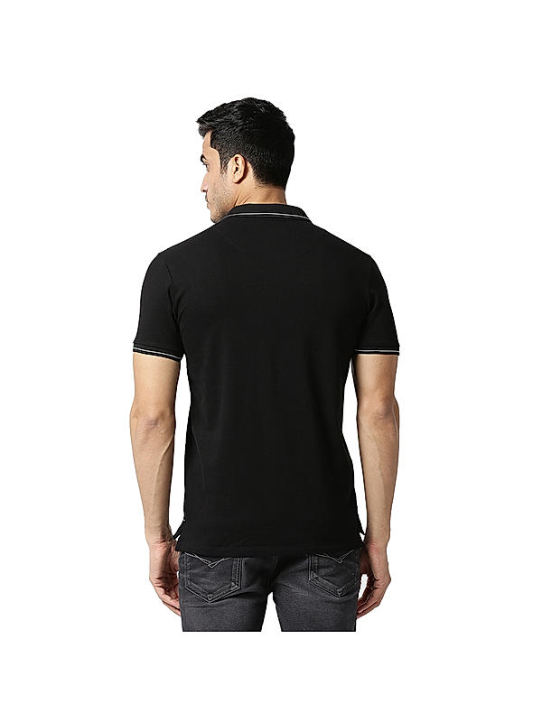 Killer Black Polo Neck Solid T-Shirts