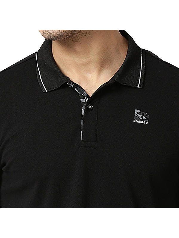 Killer Black Polo Neck Solid T-Shirts