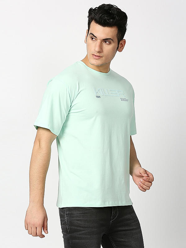 Killer Light Green Round Neck Printed T-Shirts