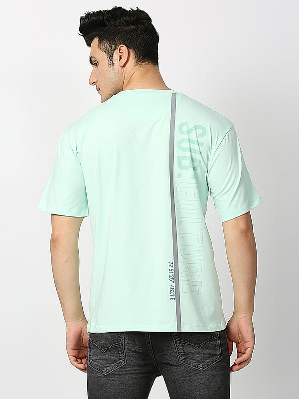 Killer Light Green Round Neck Printed T-Shirts