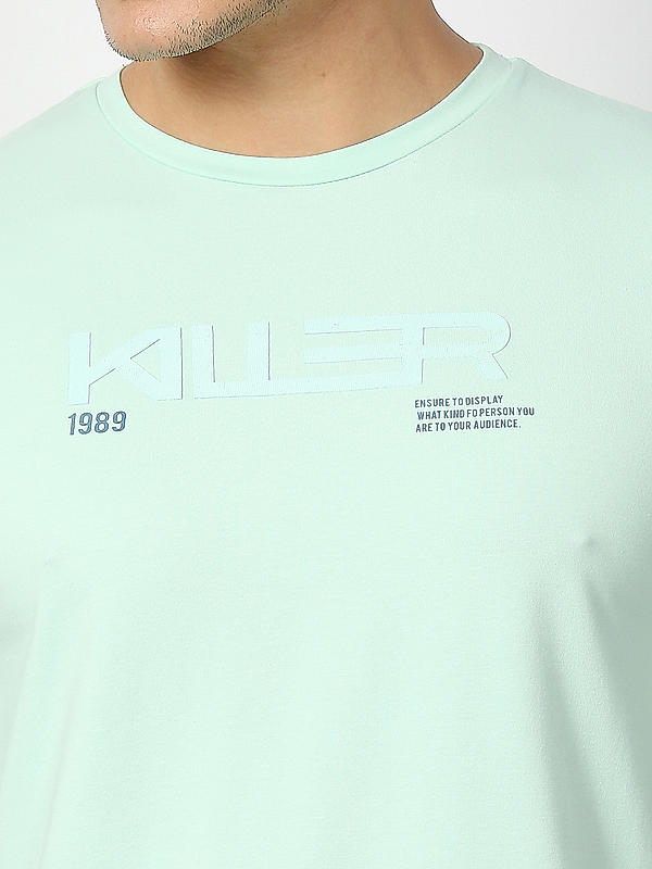 Killer Light Green Round Neck Printed T-Shirts