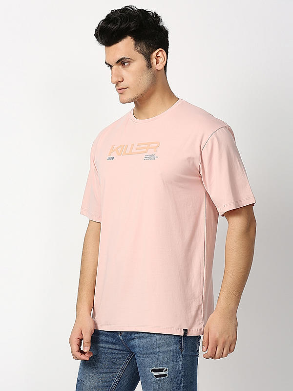 Killer Pink Round Neck Printed T-Shirts