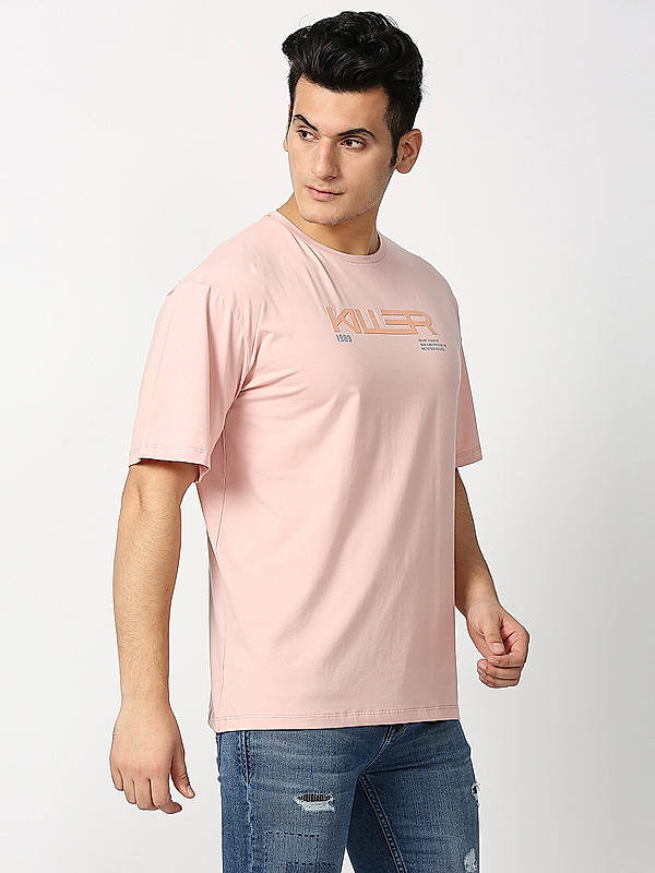 Killer Pink Round Neck Printed T-Shirts