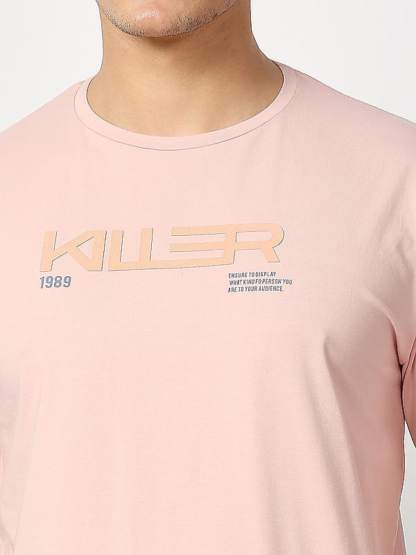 Killer Pink Round Neck Printed T-Shirts