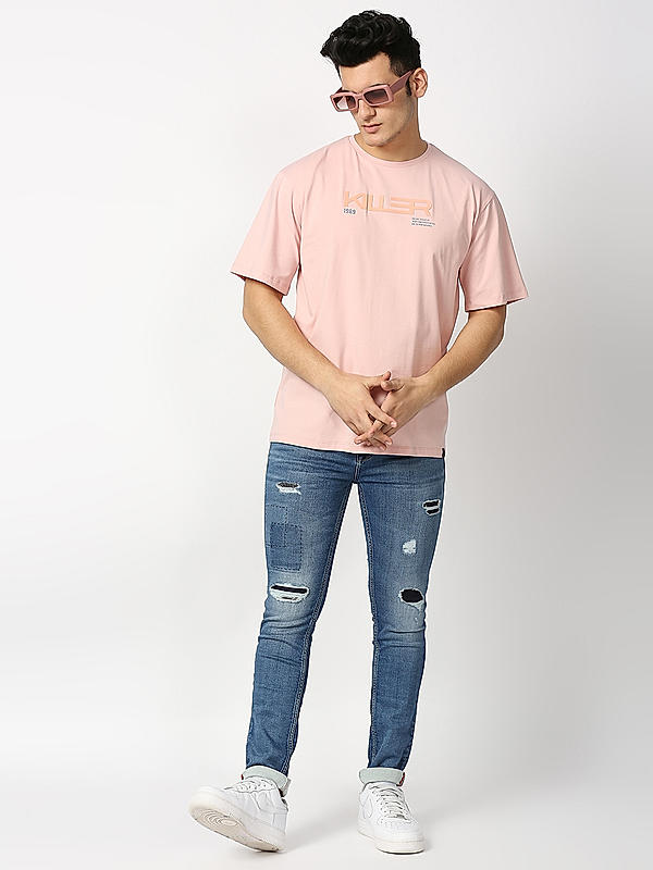 Killer Pink Round Neck Printed T-Shirts