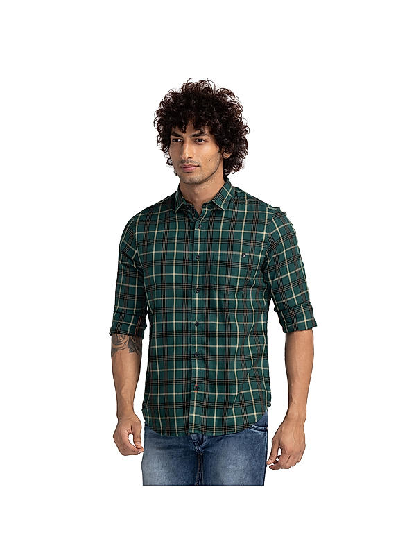 Killer Slim Fit Check Green Shirts