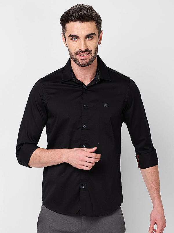 Killer Men Black Slim Fit Solid Shirts