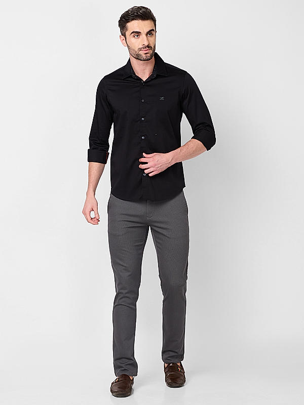 Killer Men Black Slim Fit Solid Shirts