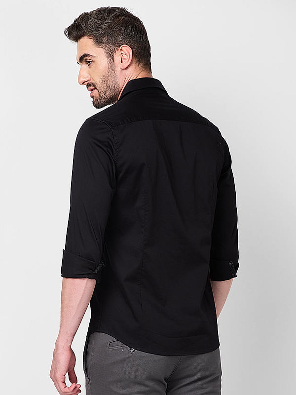 Killer Men Black Slim Fit Solid Shirts