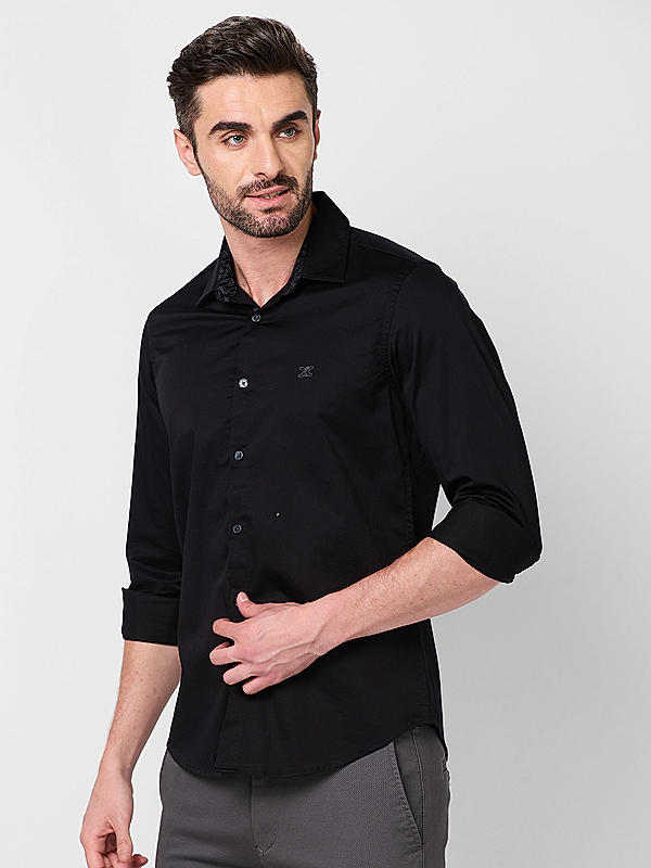 Killer Men Black Slim Fit Solid Shirts