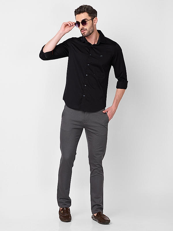 Killer Men Black Slim Fit Solid Shirts