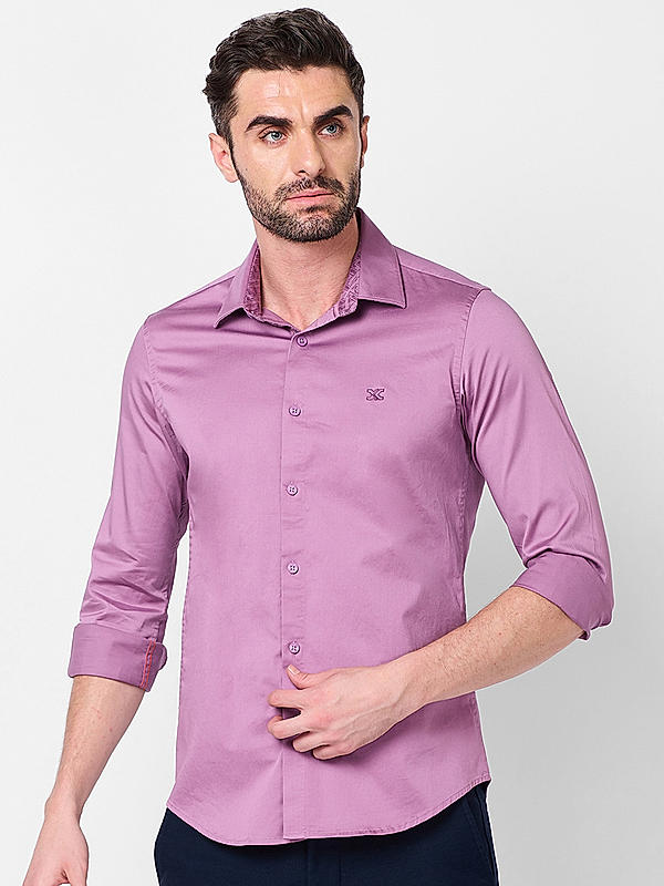 Killer Men Pink Slim Fit Solid Shirts