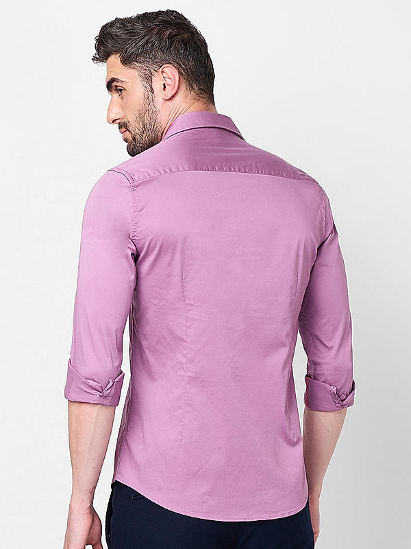 Killer Men Pink Slim Fit Solid Shirts