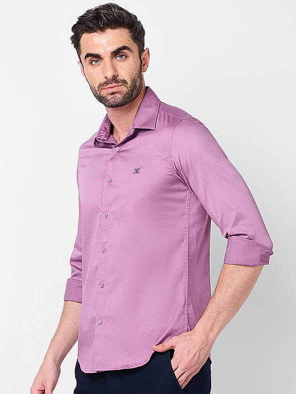 Killer Men Pink Slim Fit Solid Shirts