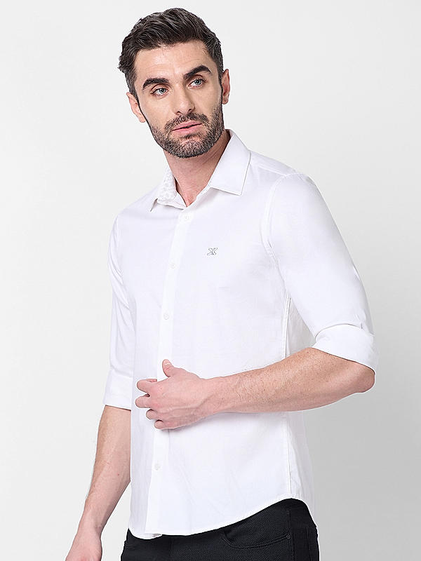 Killer Men White Slim Fit Solid Shirts