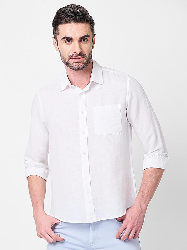 Killer Men White Slim Fit Solid Shirts