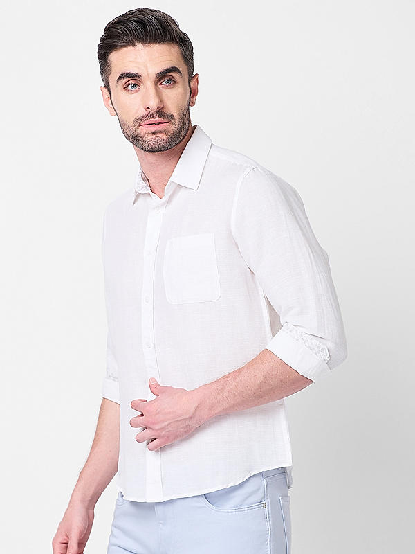 Killer Men White Slim Fit Solid Shirts