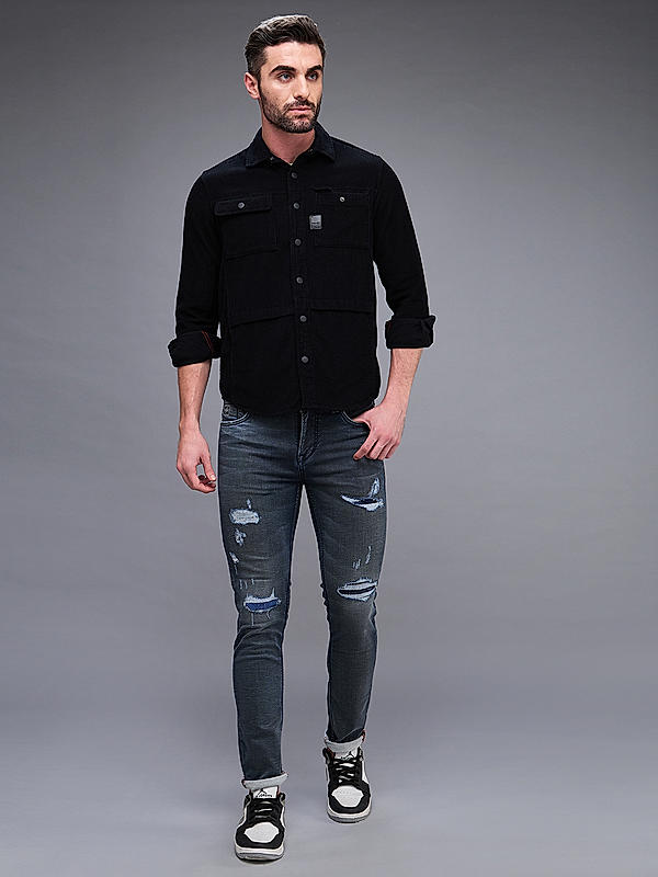 Killer Men Black Slim Fit Solid Shirts