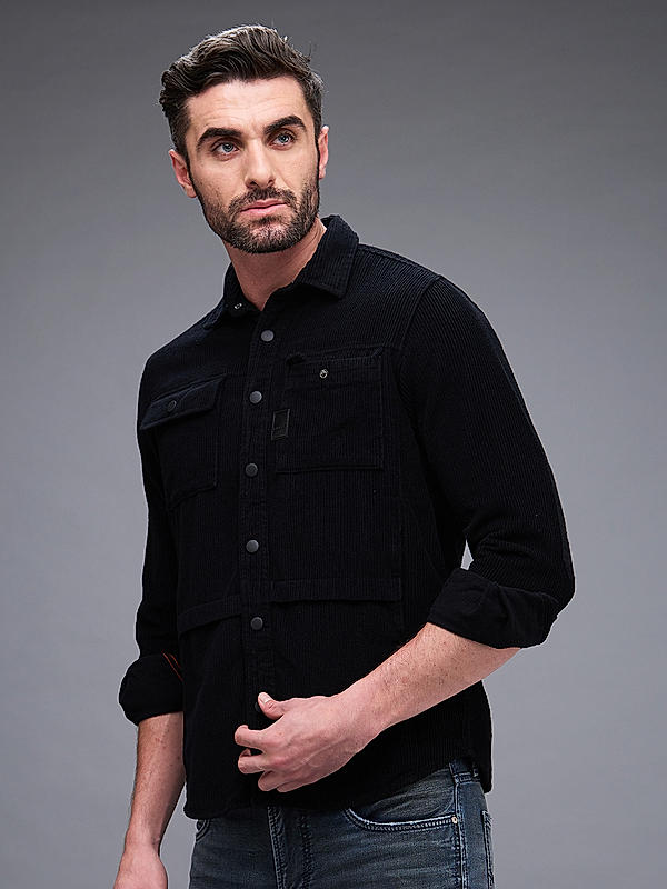 Killer Men Black Slim Fit Solid Shirts