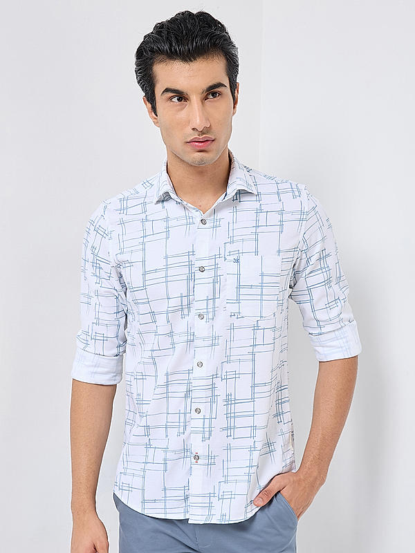 Killer Men White Slim Fit Printed Shirts