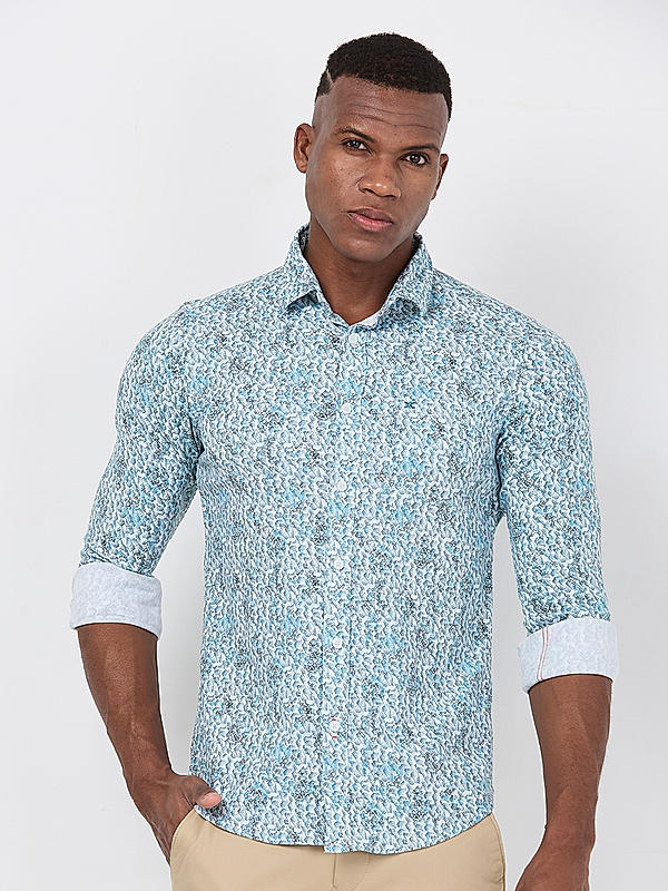 Killer Men Blue Slim Fit Printed Shirts