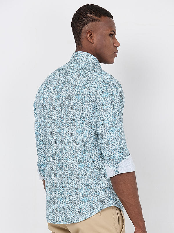 Killer Men Blue Slim Fit Printed Shirts