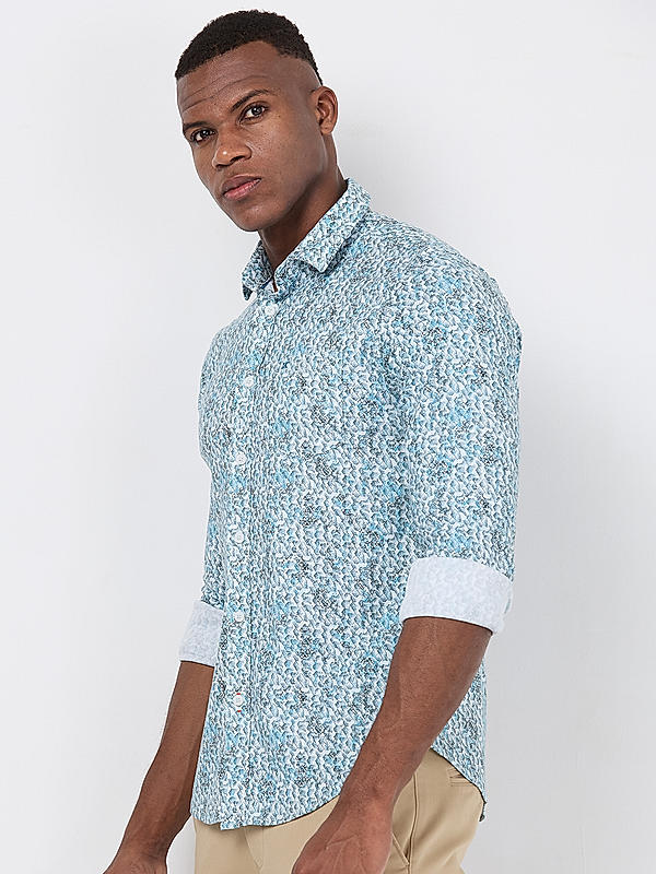 Killer Men Blue Slim Fit Printed Shirts