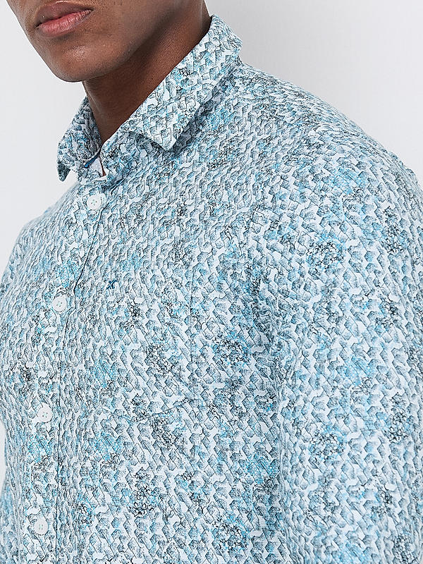 Killer Men Blue Slim Fit Printed Shirts