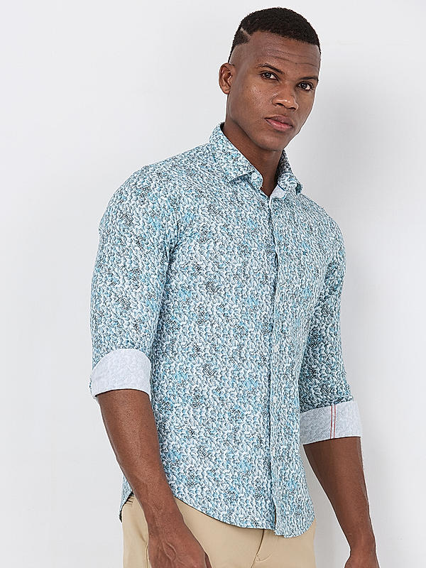 Killer Men Blue Slim Fit Printed Shirts