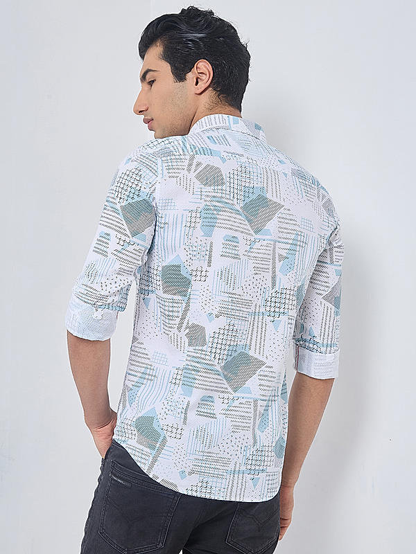 Killer Men Light Green Slim Fit Printed Shirts