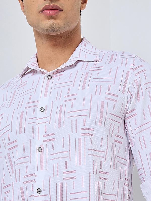 Killer Men Pink Slim Fit Printed Shirts