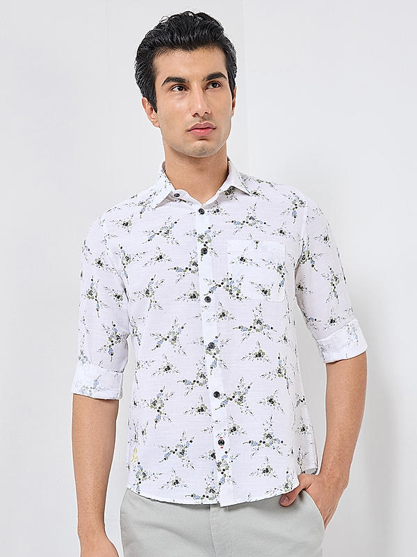 Killer Men White Slim Fit Printed Shirts