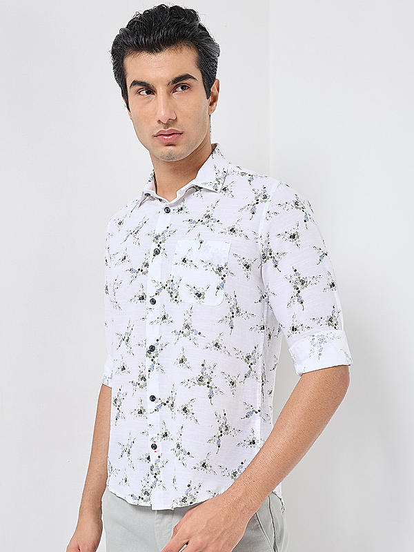 Killer Men White Slim Fit Printed Shirts