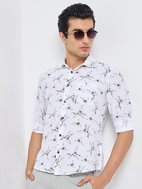 Killer Men White Slim Fit Printed Shirts