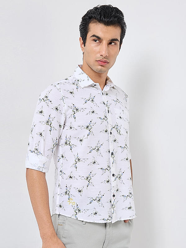 Killer Men White Slim Fit Printed Shirts