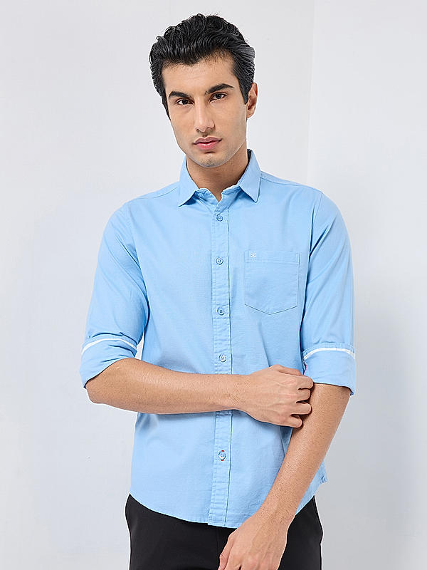 Killer Men Blue Slim Fit Solid Shirts