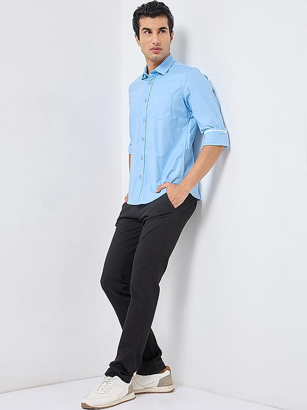 Killer Men Blue Slim Fit Solid Shirts