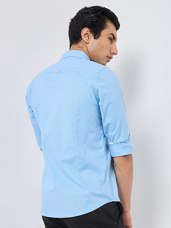 Killer Men Blue Slim Fit Solid Shirts