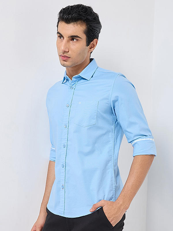 Killer Men Blue Slim Fit Solid Shirts