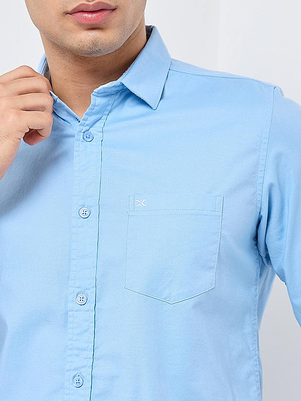 Killer Men Blue Slim Fit Solid Shirts